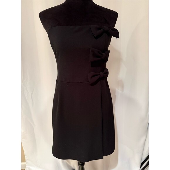 AQUA Dresses & Skirts - AQUA Dress Womens XL Black Strapless Bow Detail Sheath Cocktail Short